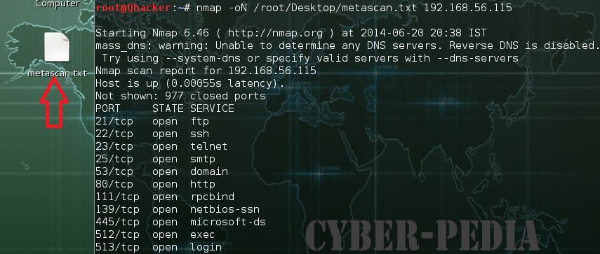 -oN Normal Output in Nmap