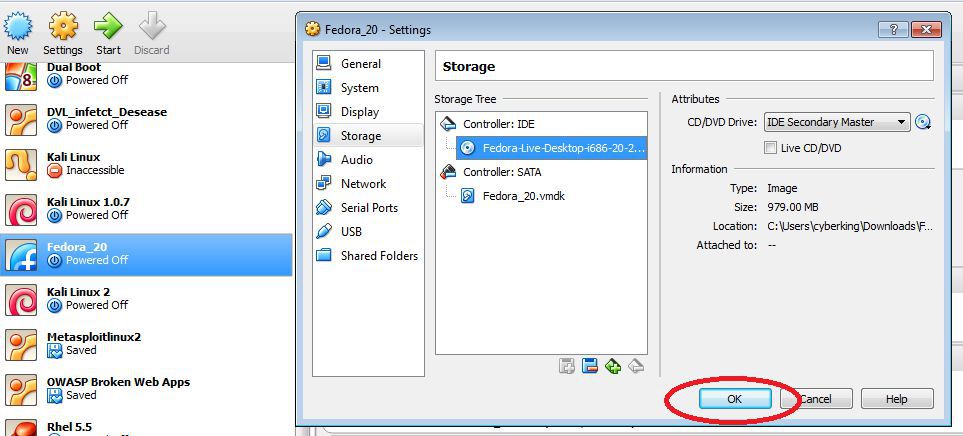 Configure VirtualBox before start installation of Fedora03