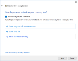 backup your recovery key