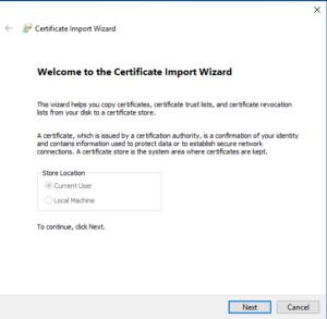 Certificate import wizar
