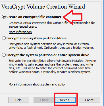 Veracrypt volume creation wizard 